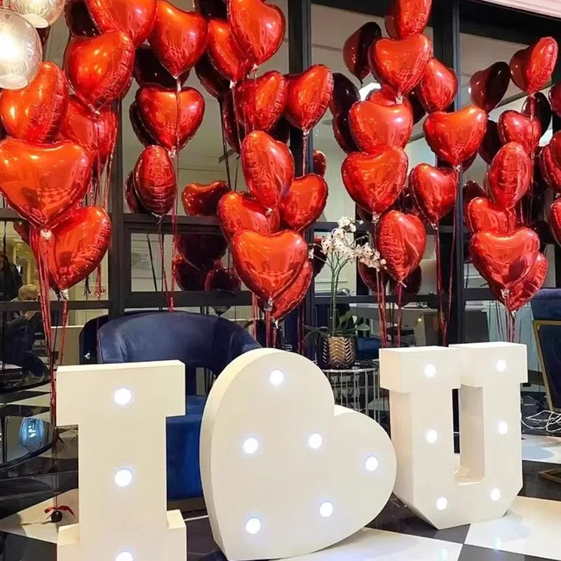 60-5 pezzi palloncini in lamina a forma di cuore rosso palloncini gonfiabili ad elio fai da te decorazioni per feste di compleanno per regali di San Valentino per feste di nozze