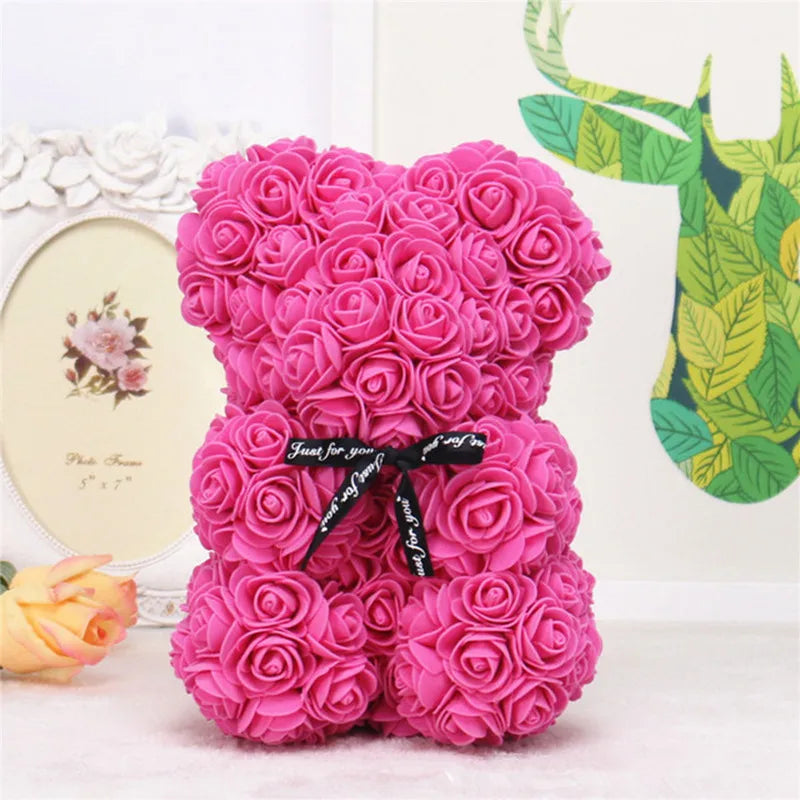 1pc 25cm Artificial Foam Flowers Bear Rose Romantic