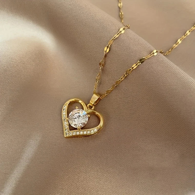 Sparkling Heart Love Necklace With Luxurious Rose Gift Box