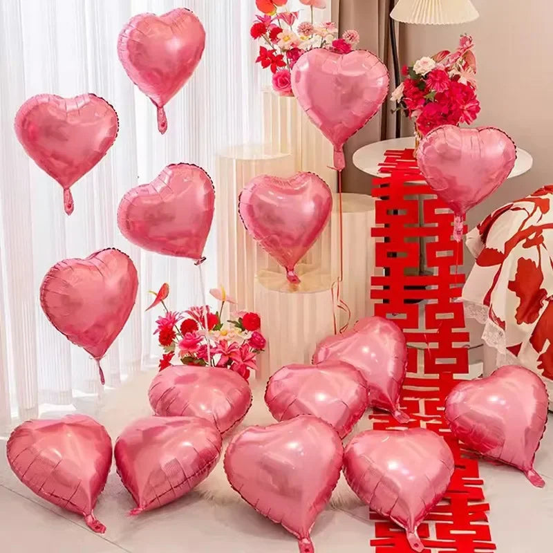 60-5 pezzi palloncini in lamina a forma di cuore rosso palloncini gonfiabili ad elio fai da te decorazioni per feste di compleanno per regali di San Valentino per feste di nozze